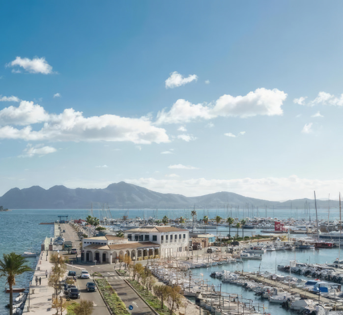 Views from the solarium terrace of the Eolo Hotel in Puerto Pollensa
